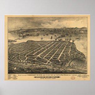 Karte von San Diego, Vogelperspektive aus Coronado Poster
