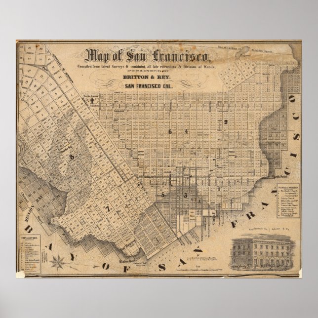 Karte von San Francisco Poster (Vorne)