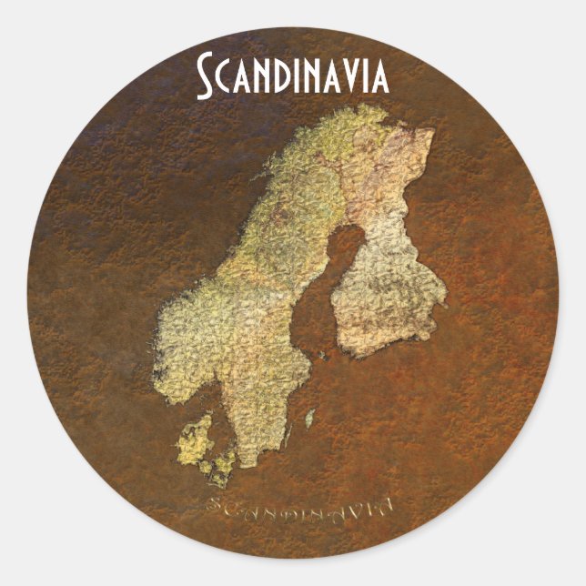 Karte von SCANDINAVIA auf Eisensteine-BG-Stickern Runder Aufkleber (Vorderseite)