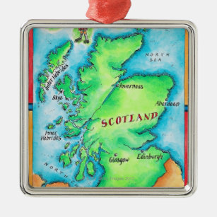 Karte von Schottland Silbernes Ornament