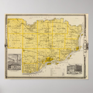 Karte von Scott County, Staat von Iowa Poster