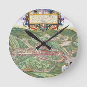 Karte von Serravalle, von 'Civitates Orbis Runde Wanduhr