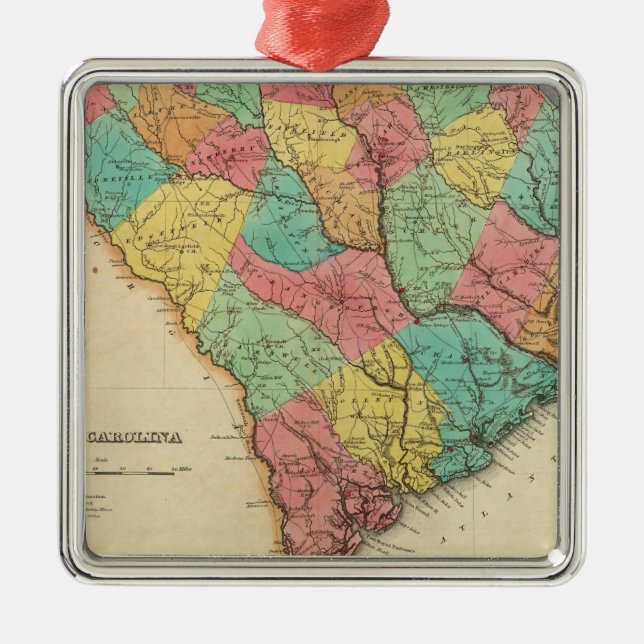 Karte von South Carolina Ornament Aus Metall (Vorne)