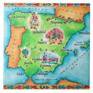 Karte von Spanien Fliese