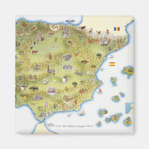 Karte von Spanien und von Portugal Magnet