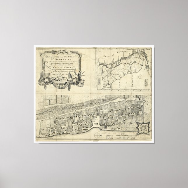 Karte von St. Augustine Florida (1764) Leinwanddruck (Vorderseite)