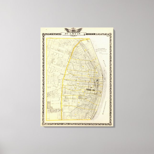 Karte von St. Louis City Leinwanddruck (Vorderseite)