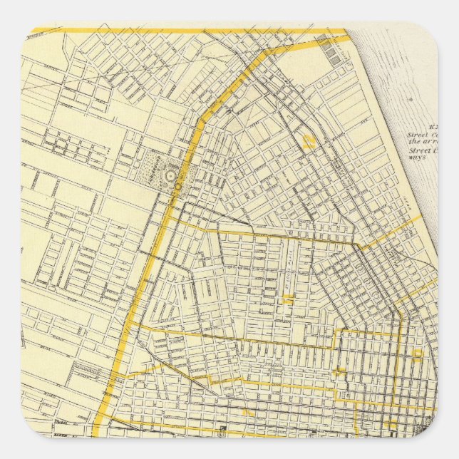 Karte von St. Louis City Quadratischer Aufkleber (Vorderseite)