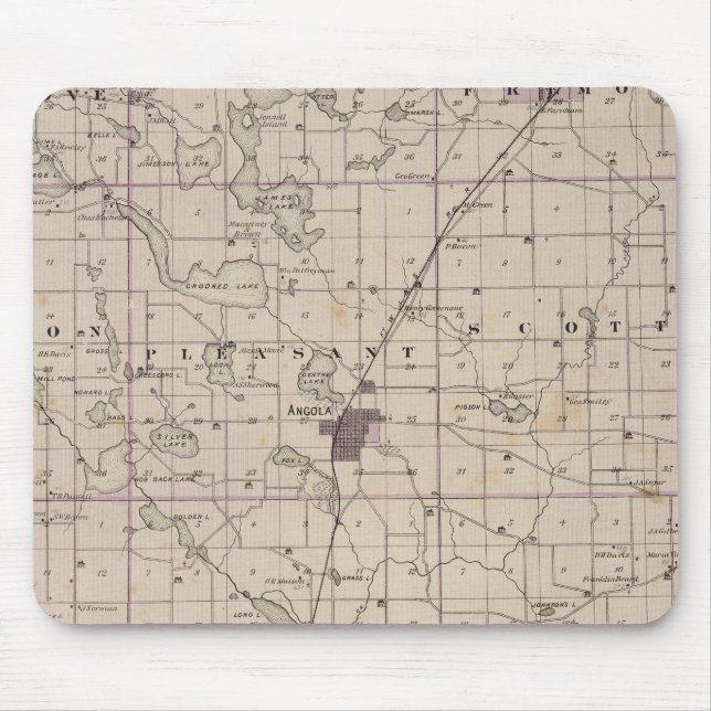 Karte von Steuben Landkreis Indiana Mousepad (Vorne)