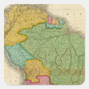 Karte von Südamerika 4 Quadratischer Aufkleber