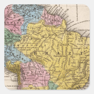 Karte von Südamerika 5 Quadratischer Aufkleber