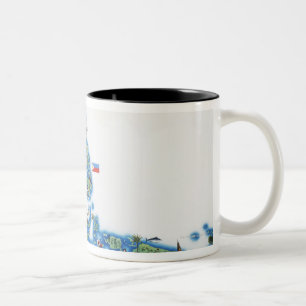 Karte von südöstlichem Asien Zweifarbige Tasse