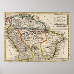 Karte von Terra Firma, Peru, Amazone Land, Brasili Poster
