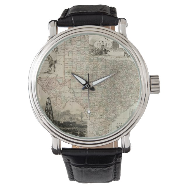 Karte von Texas mit Landkreis Borders Armbanduhr (Vorderseite)