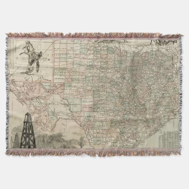 Karte von Texas mit Landkreis Borders Decke (Vorderseite)