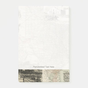 Karte von Texas mit Landkreis Borders Post-it Klebezettel