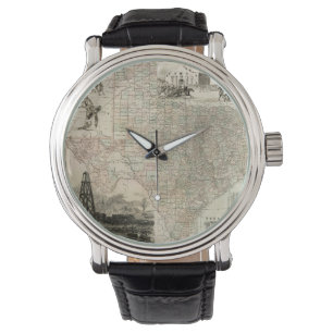 Karte von Texas mit Landkreis-Grenzen Armbanduhr