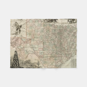 Karte von Texas mit Landkreis-Grenzen Fleecedecke