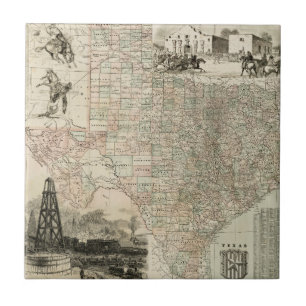 Karte von Texas mit Landkreis-Grenzen Fliese