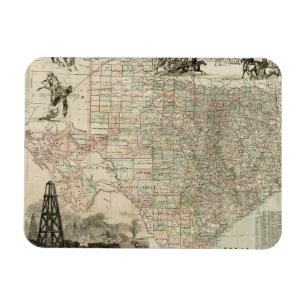 Karte von Texas mit Landkreis-Grenzen Magnet