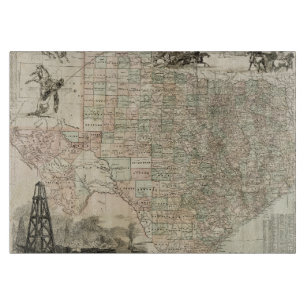 Karte von Texas mit Landkreis-Grenzen Schneidebrett