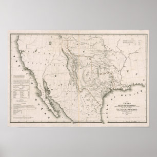 Karte von Texas und die Länder angrenzend Poster