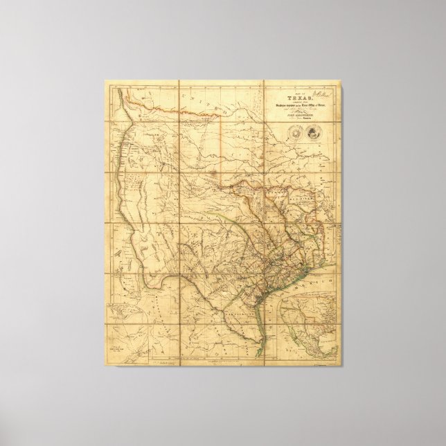 Karte von Texas von John Arrowsmith (1841) Leinwanddruck (Vorderseite)