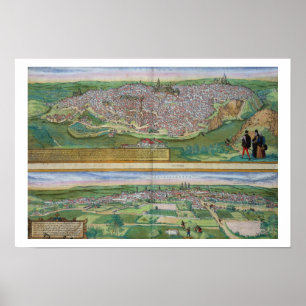 Karte von Toledo und Valladolid, von 'Civitates Or Poster