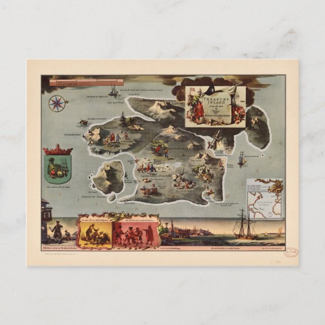 Karte von Treasure Island von Robert Louis Stevens (Vorderseite)
