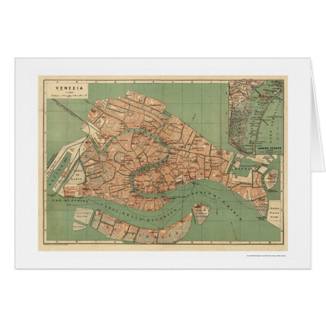 Karte von Venedig, Italien gegen 1886 (Vorderseite (Horizontal))