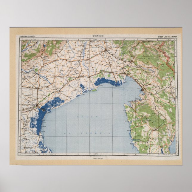 Karte von Venedig, Italien Poster (Vorne)