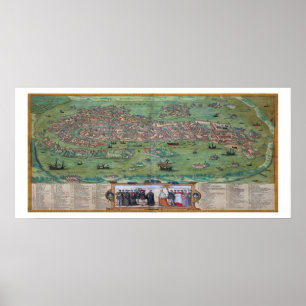 Karte von Venedig, von "Civitates Orbis Terrarum" Poster