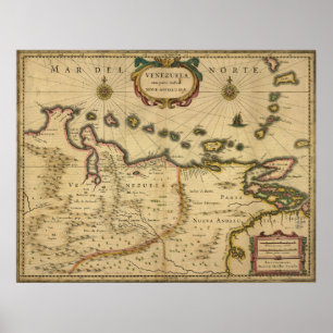 Karte von Venezuela durch Hendrik Hondius (1630) Poster