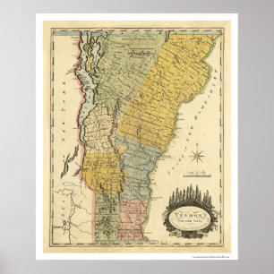 Karte von Vermont durch Carey 1814 Poster
