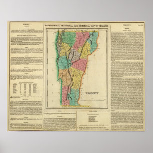 Karte von Vermont Poster