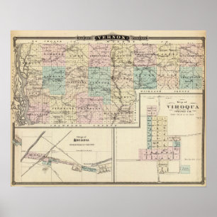 Karte von Vernon County, Arcadia und von Viroqua Poster