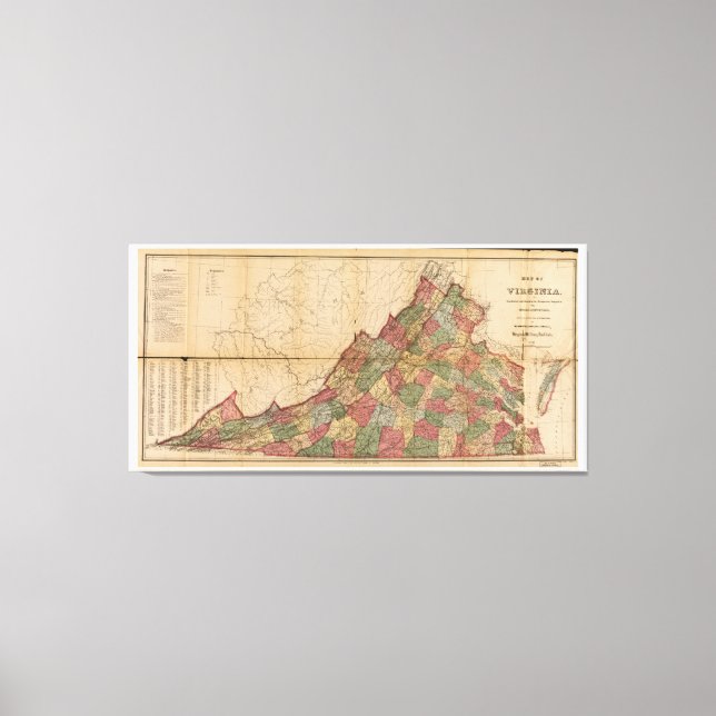 Karte von Virginia (1871) Leinwanddruck (Vorderseite)