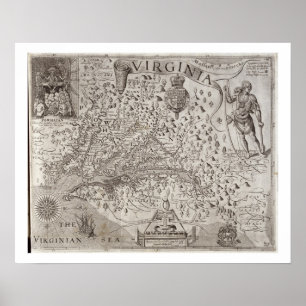 Karte von Virginia, entdeckt und beschrieben von C Poster