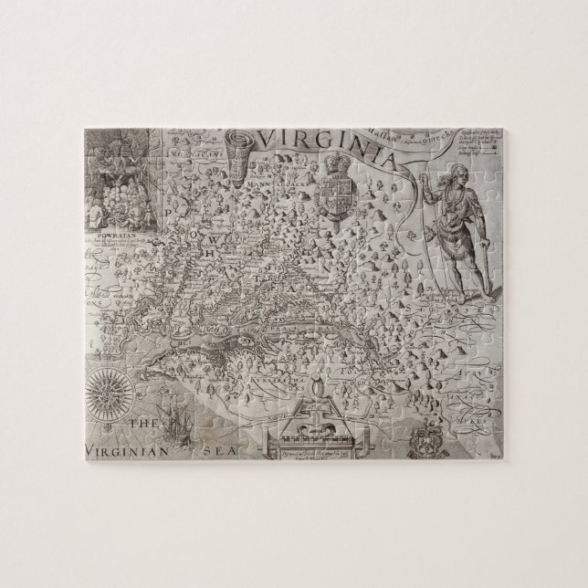 Karte von Virginia, entdeckt und durch Capta (Horizontal)