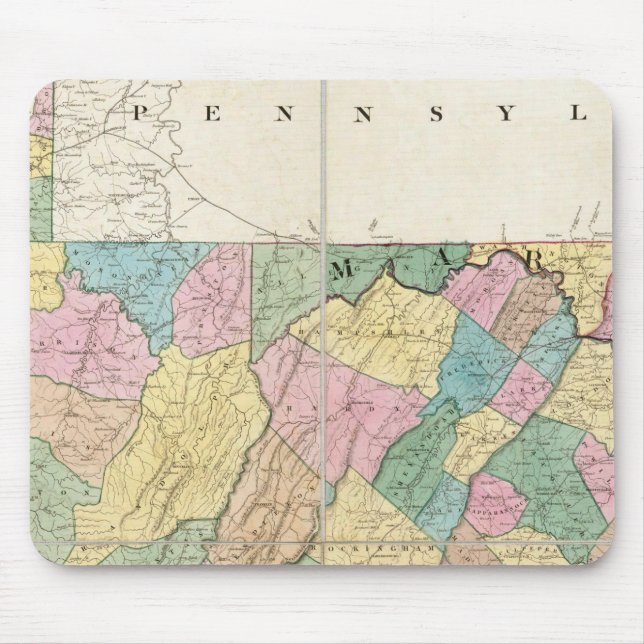 Karte von Virginia, Maryland und Delaware Mousepad (Vorne)