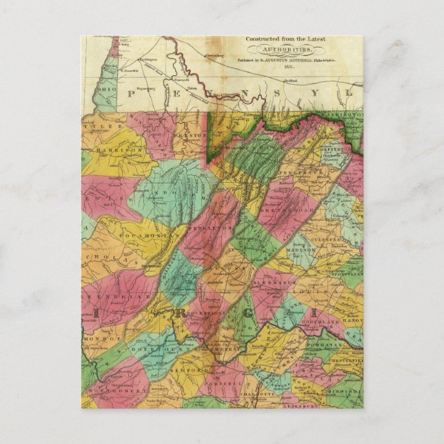 Karte von Virginia und Maryland (Vorderseite)