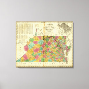 Karte von Virginia und von Maryland Leinwanddruck