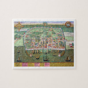 Karte von Visby, von "Civitates Orbis Terrarum"