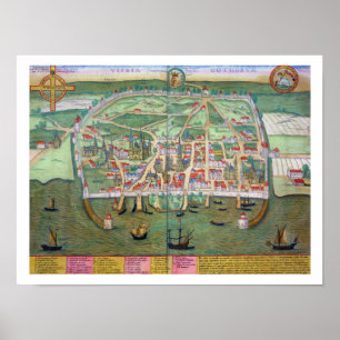 Karte von Visby, von "Civitates Orbis Terrarum" Poster