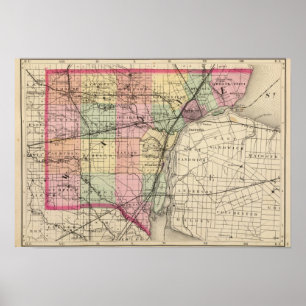 Karte von Wayne County, Michigan Poster