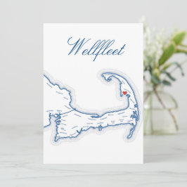 Karte von Wellfleet auf Cape Cod für Hochzeitstisc