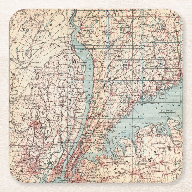 Karte von Westchester County, New York Rechteckiger Pappuntersetzer (Vorderseite)