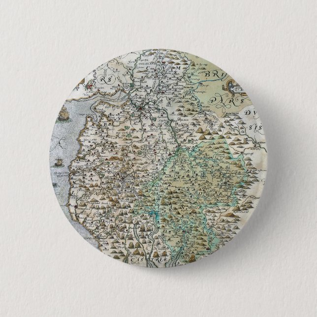 Karte von Westmorland und von Cumberland | 1576 Button (Vorderseite)