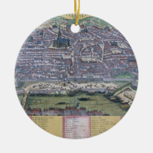 Karte von Wien, von "Civitates Orbis Terrarum" Keramik Ornament