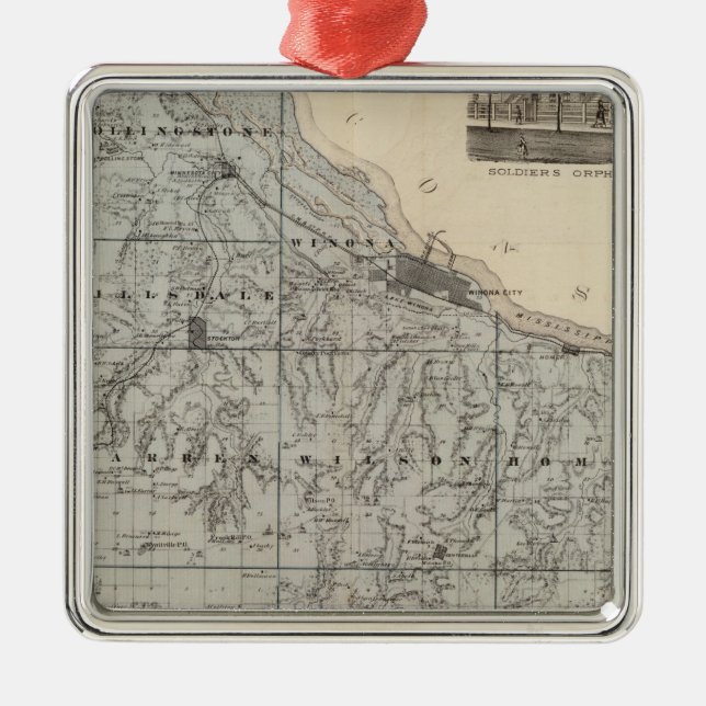 Karte von Winona County, Minnesota Ornament Aus Metall (Vorne)